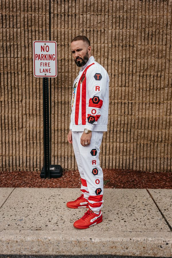 TROOP Nylon Track Top White/Red - World of Troop